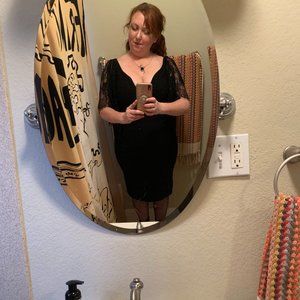 Rebel Love lace sleeve plunging neck LBD